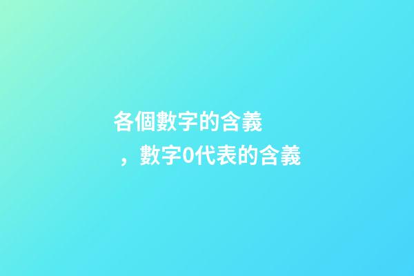 各個數字的含義，數字0代表的含義